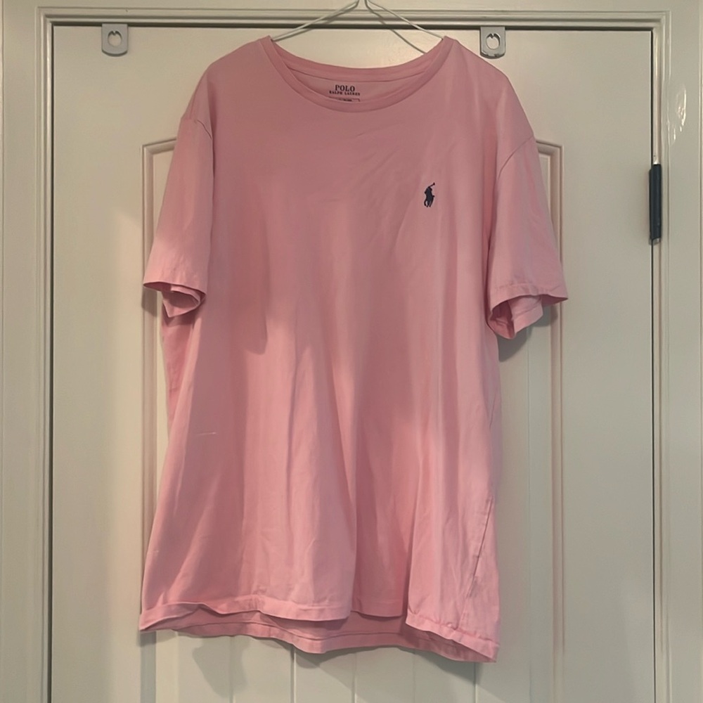 Pink polo tshirt. Size L
